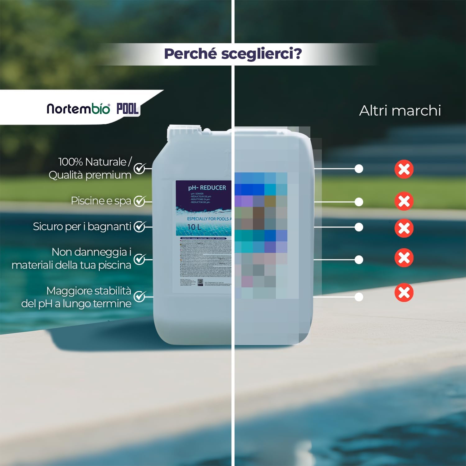 Detalle de Nortembio pH- Minus Liquido: Riduttore di pH per Piscine e Spa (5 L)