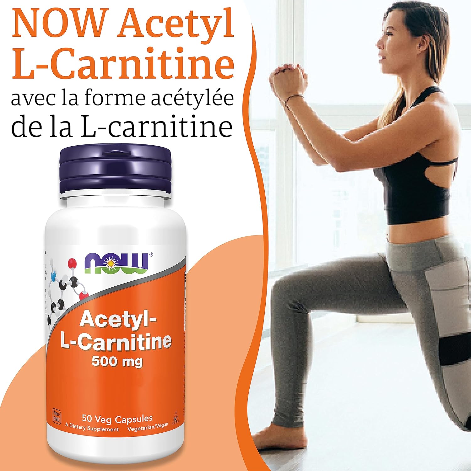 Detalle de Now Foods Acetyl-L-Carnitine 500 mg – 50 gélules végétaliennes