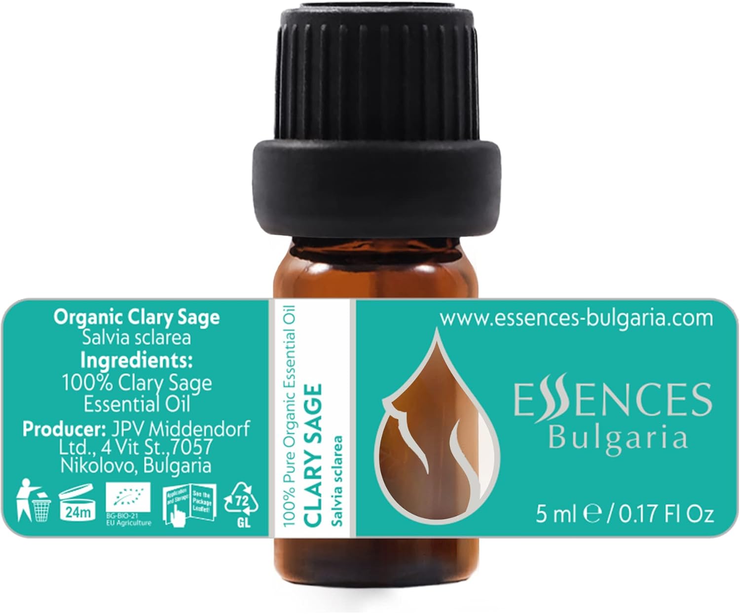 Thumbnail 2 de Essences Bulgaria Olio Essenziale di Salvia sclarea biologico, 100% puro (non diluito), grado terapeutico, 5 ml