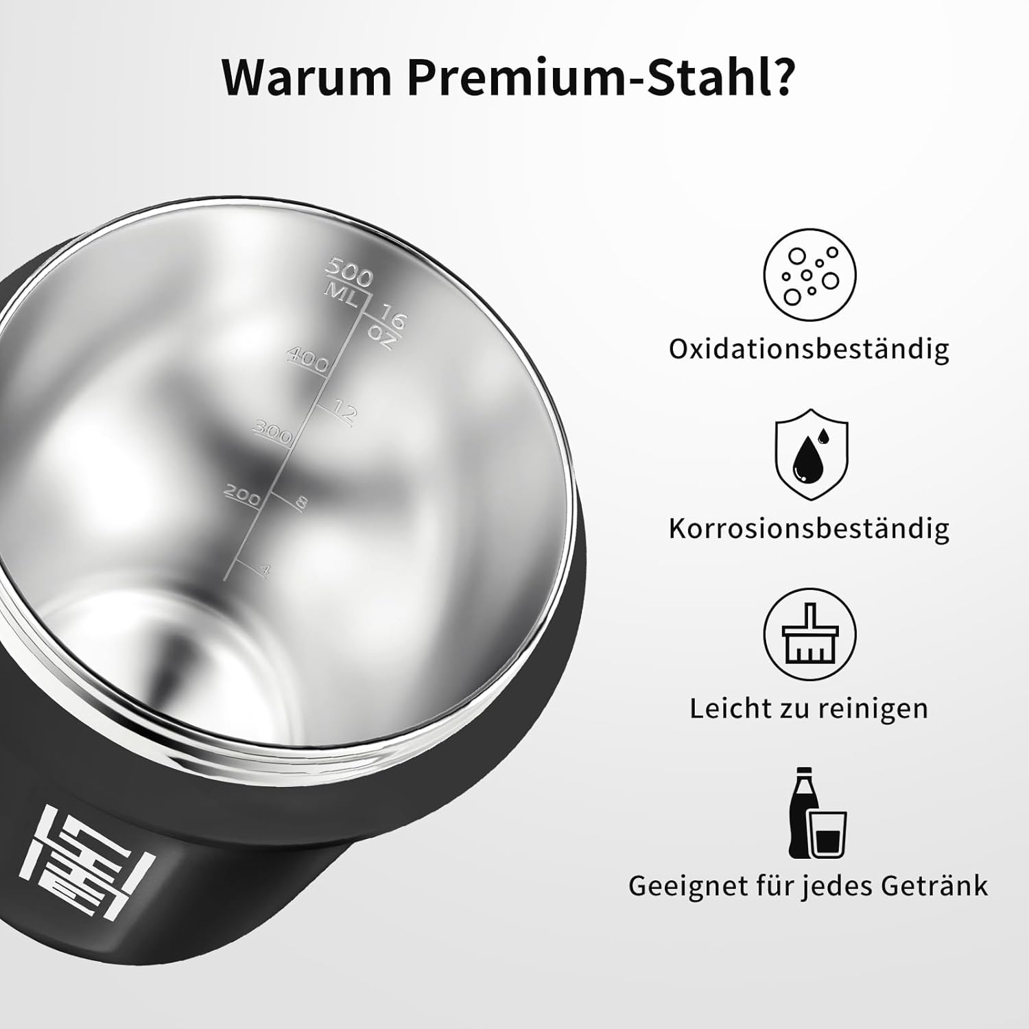 Thumbnail 3 de LHHW shaker à protéines en acier inoxydable 500 ml (sans boule d’agitation, anti-fuite, sans BPA)