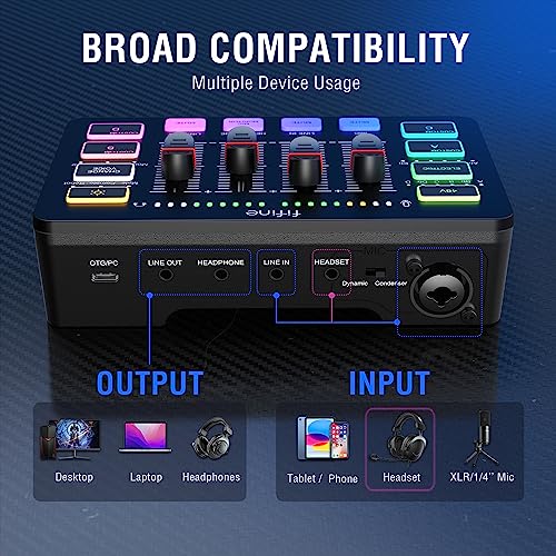 Detalle de FIFINE SC3 RGB Gaming Audio Mixer Interface