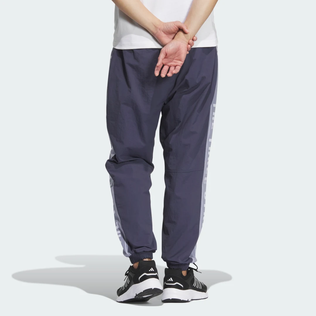 Thumbnail 1 de Adidas Wording Loose Fit Wrinkled Nylon Woven Brushed Tricot Lined Pants (Gender Neutral) – Azul