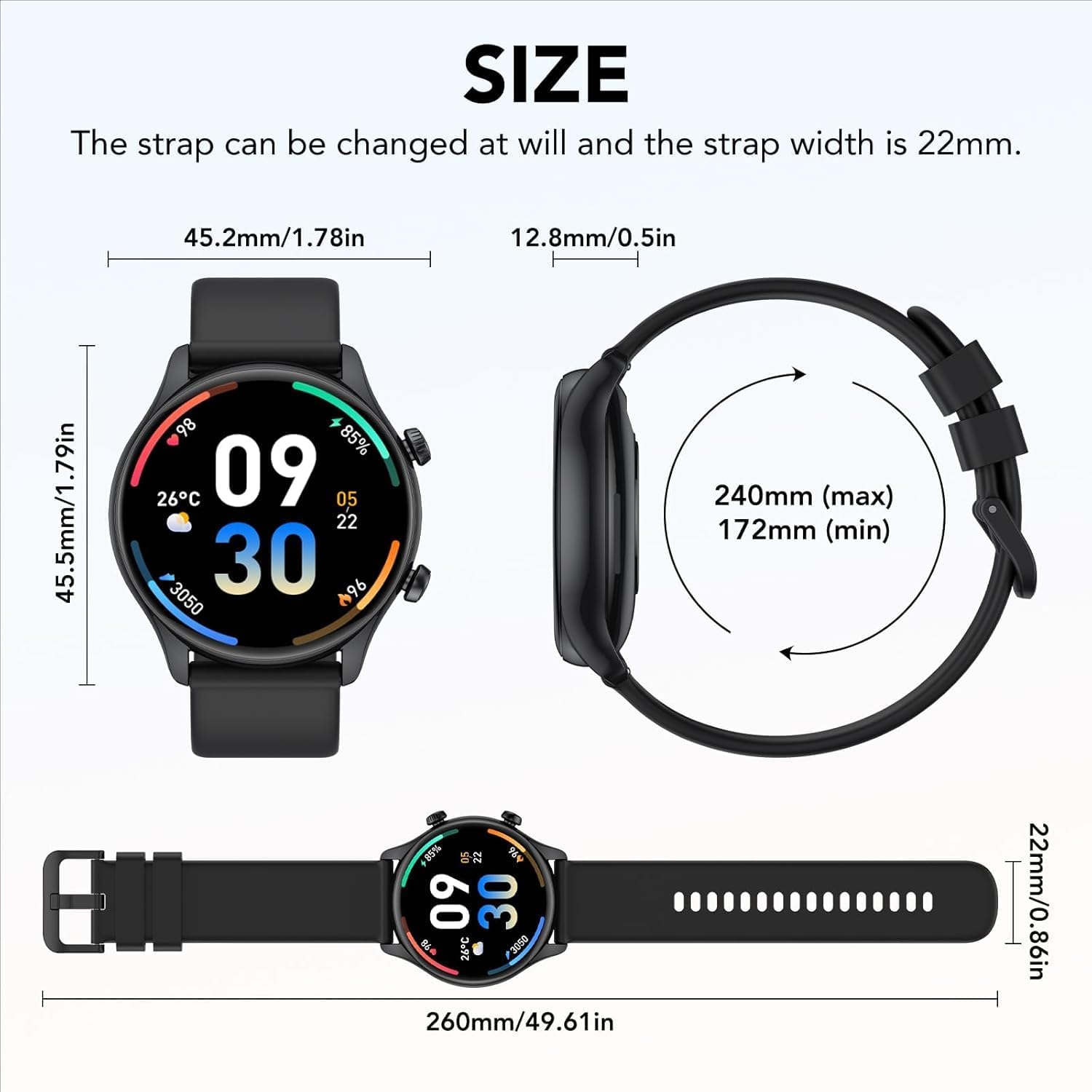 Thumbnail 6 de Montre connectée homme/femme 1,40" HD : appels Bluetooth, sport, sommeil et podomètre