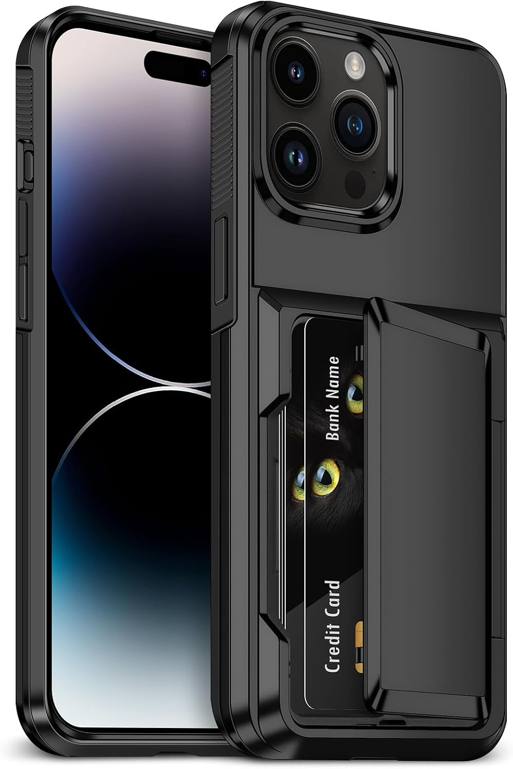 Detalle de Aolcev iPhone 14 Pro Case with Card Holder: Heavy-Duty, Slim Wallet Solution