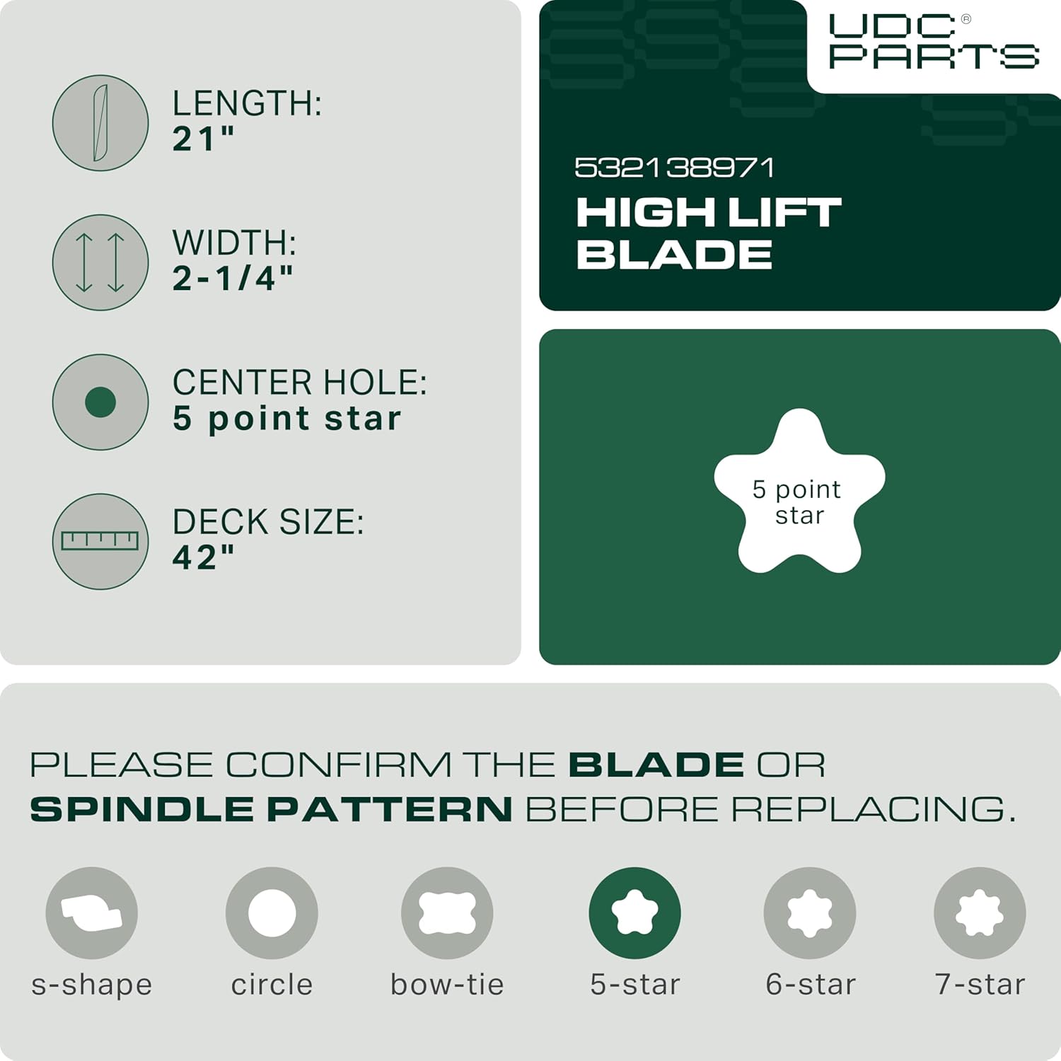 Thumbnail 1 de UDC Parts 532138971 High Lift Mower Blades Replacement (2 Pack) for 42-Inch Decks