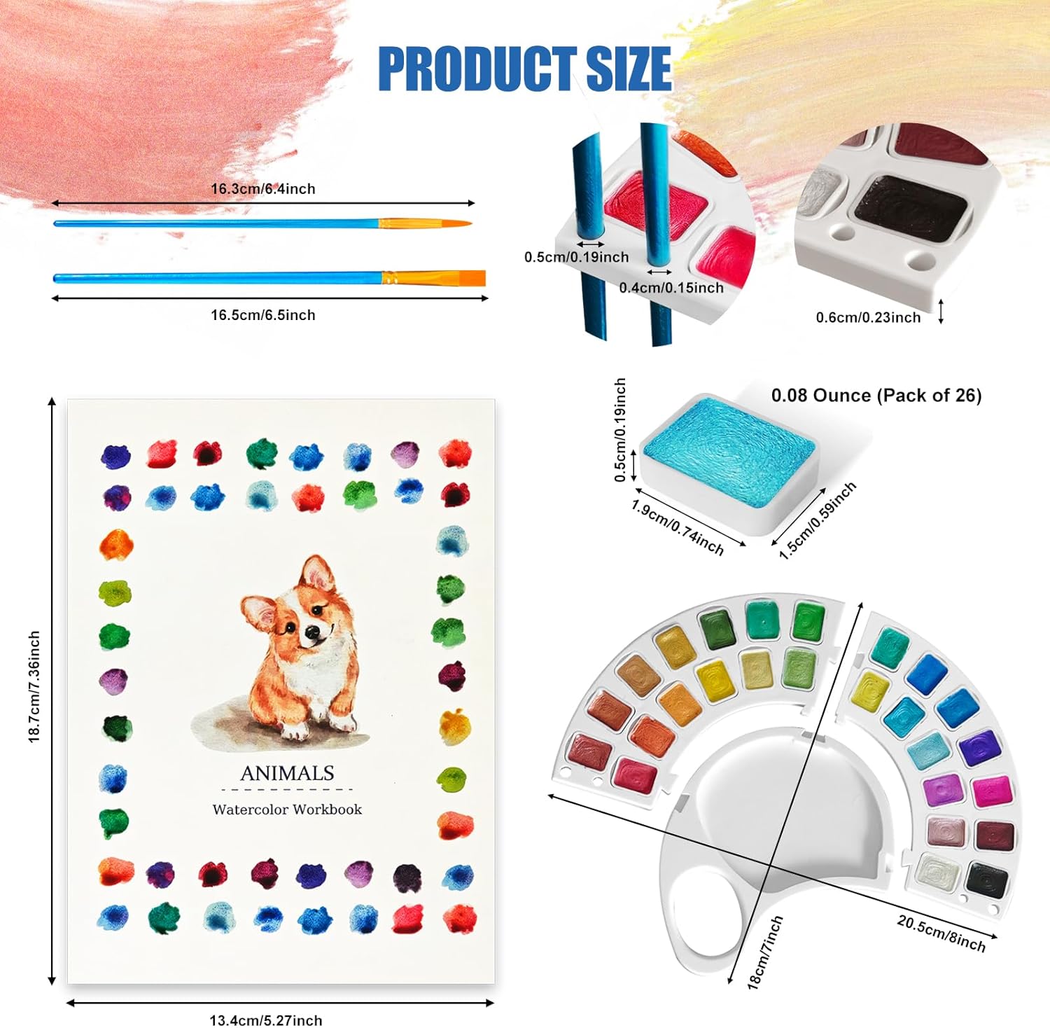 Thumbnail 5 de Watercolor Workbook: 13-Page 300GSM Sketchbook with 26-Color Palette for Beginner Animal Art