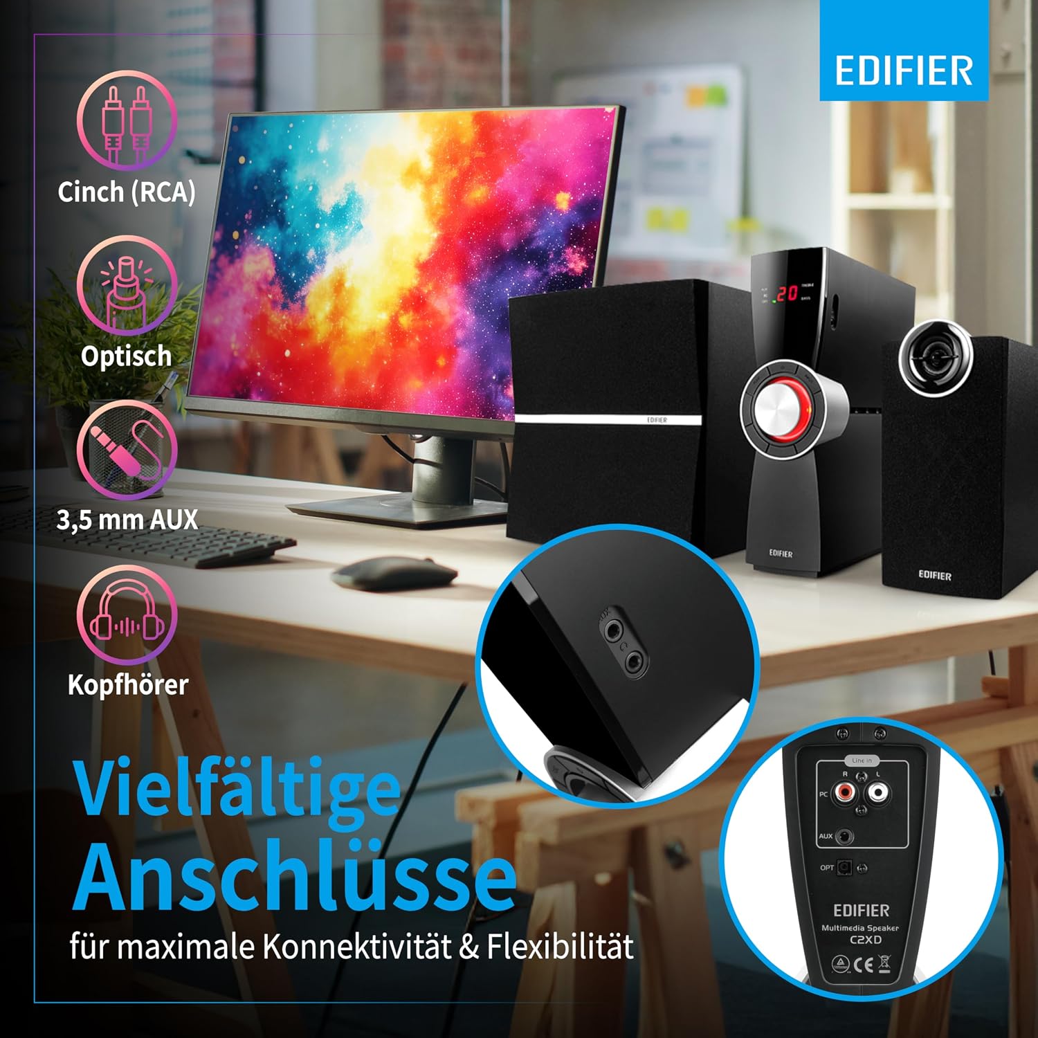 Detalle 2 de EDIFIER C2XD 2.1 Lautsprechersystem 53 Watt