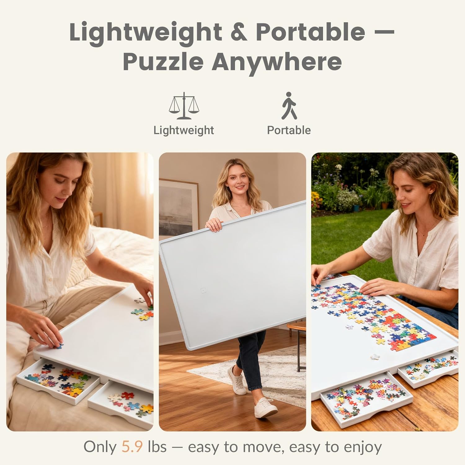 Detalle 2 de ALL4JIG 1000-Piece Rotating Puzzle Board with 360° Lazy Susan and Four Drawers