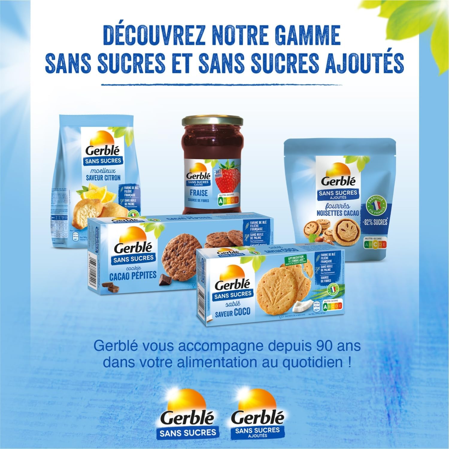 Detalle de Gerblé Moelleux Tout Chocolat Sans Sucres – Gâteau Individuel Gourmand, sans huile de palme, 7 sachets (196 g)