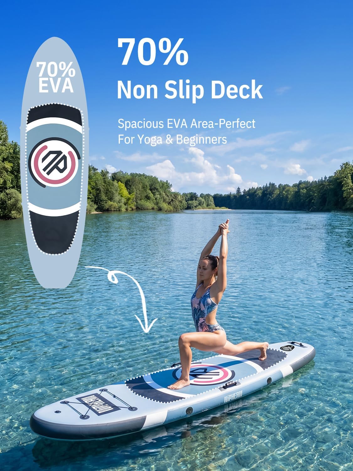 Detalle de Niphean Ultra-Light Inflatable Paddle Board (10') with StabilTrac Fin and All-in-One Accessories