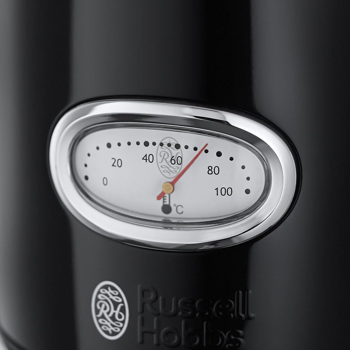 Detalle de Russell Hobbs Teekocher/Wasserkocher 21671-70 Retro Schwarz & polierter Edelstahl (1,7 l, 2.400 W)