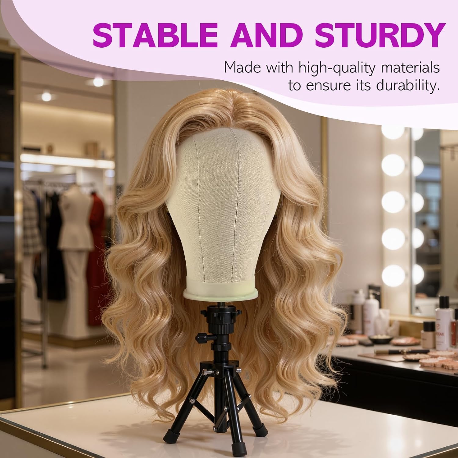 Thumbnail 6 de Neverland 23 Inch Wig Head Stand Tripod with Canvas Head for Wigs