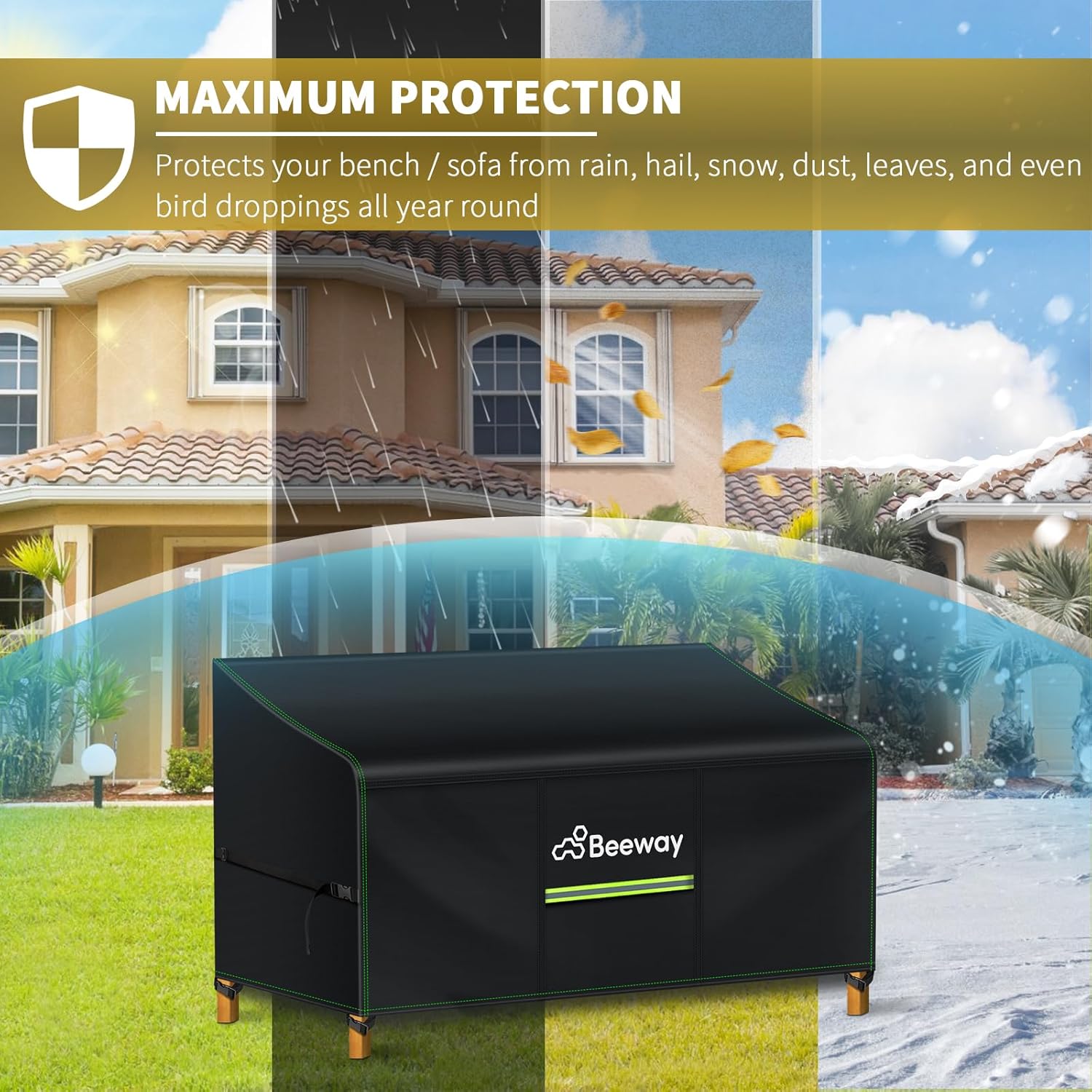 Thumbnail 6 de BEEWAY Garden Bench Cover 3 Seater Waterproof