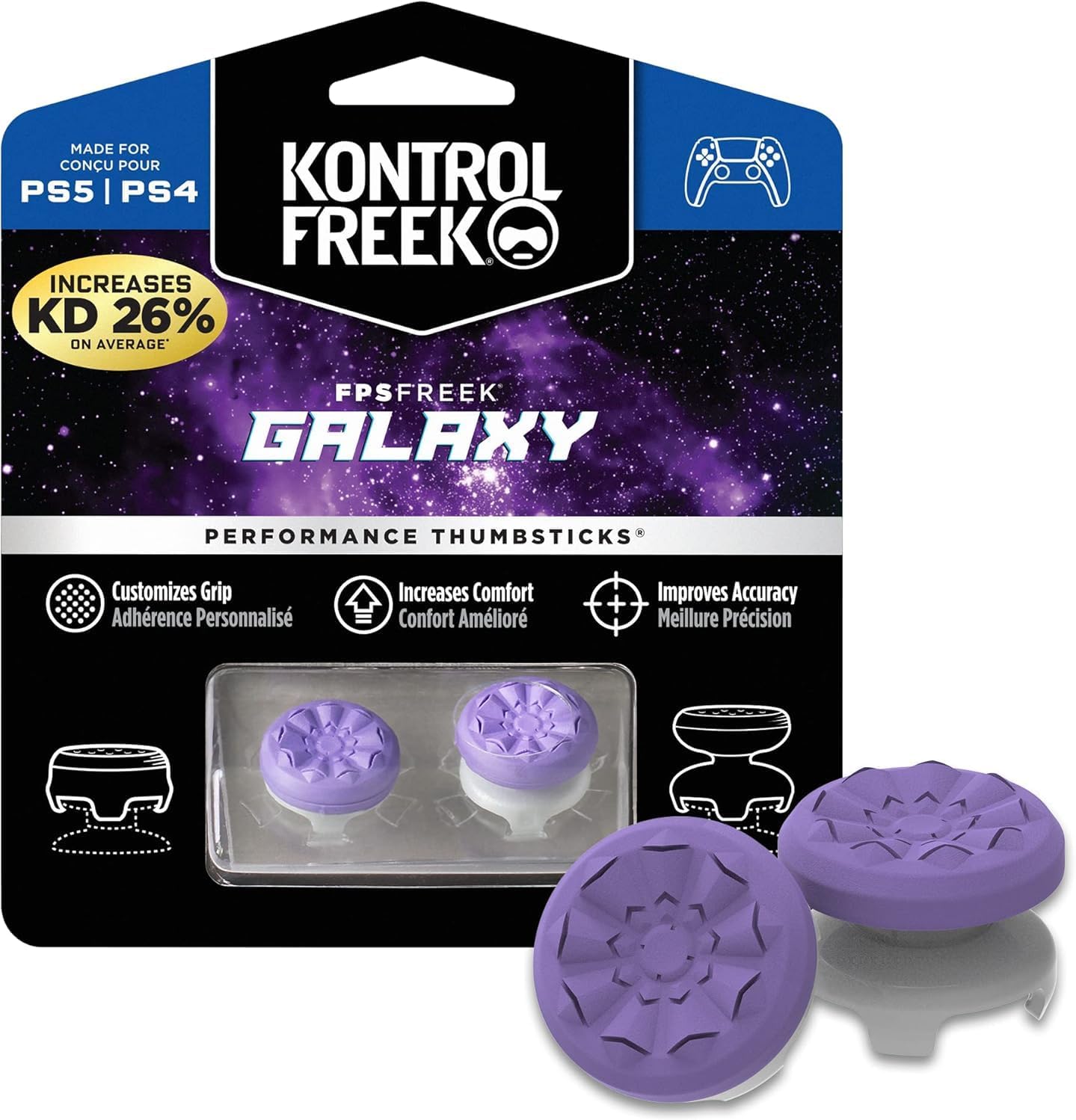 Thumbnail 2 de KontrolFreek FPS Freek Galaxy Grips violet pour manette PS5/PS4 — rehausseurs de joystick pour précision