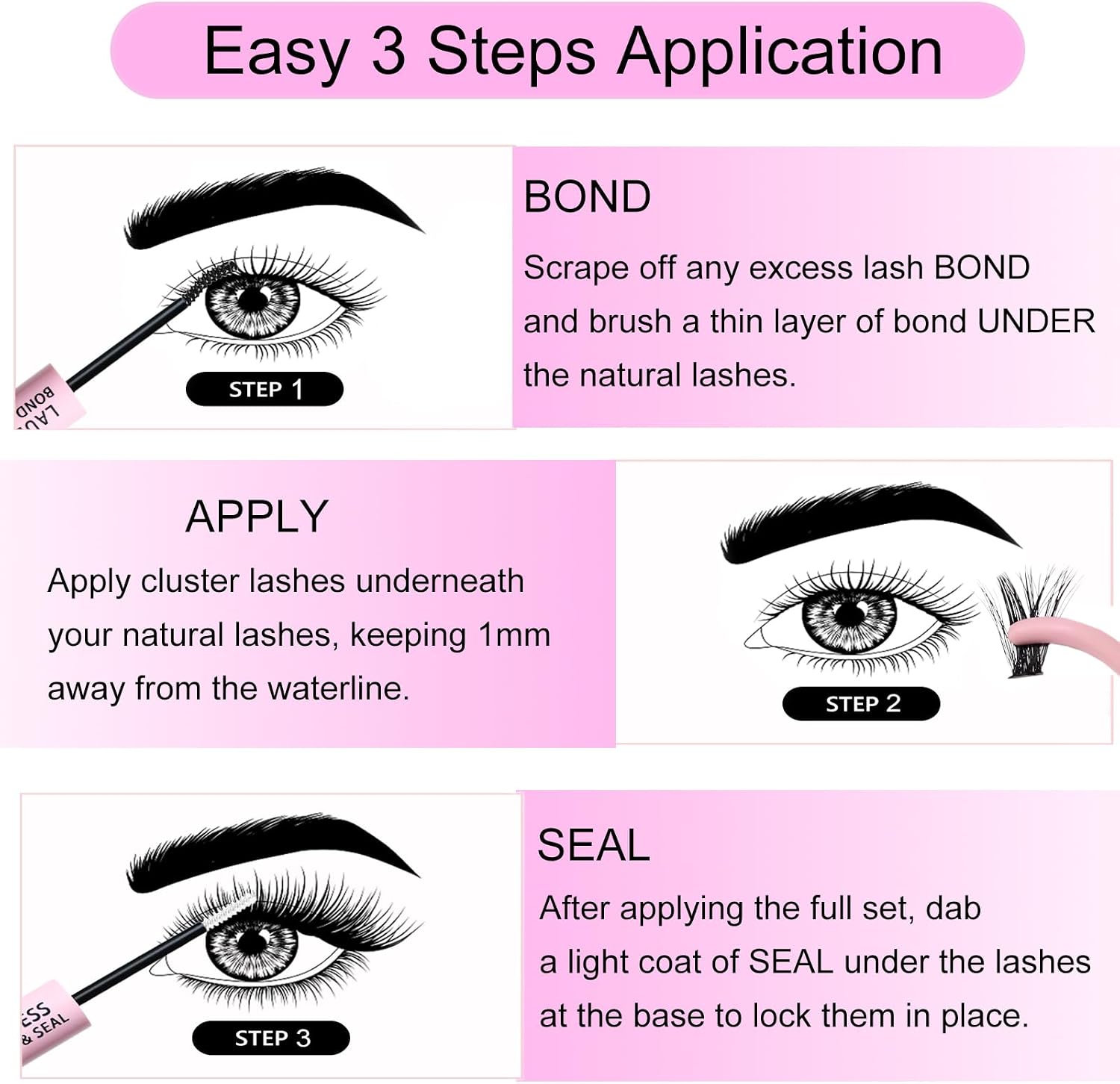 Detalle de LAUBESS まつげ用ボンド&シール 2in1 ブラックボンド・クリアシール 5ml+5ml