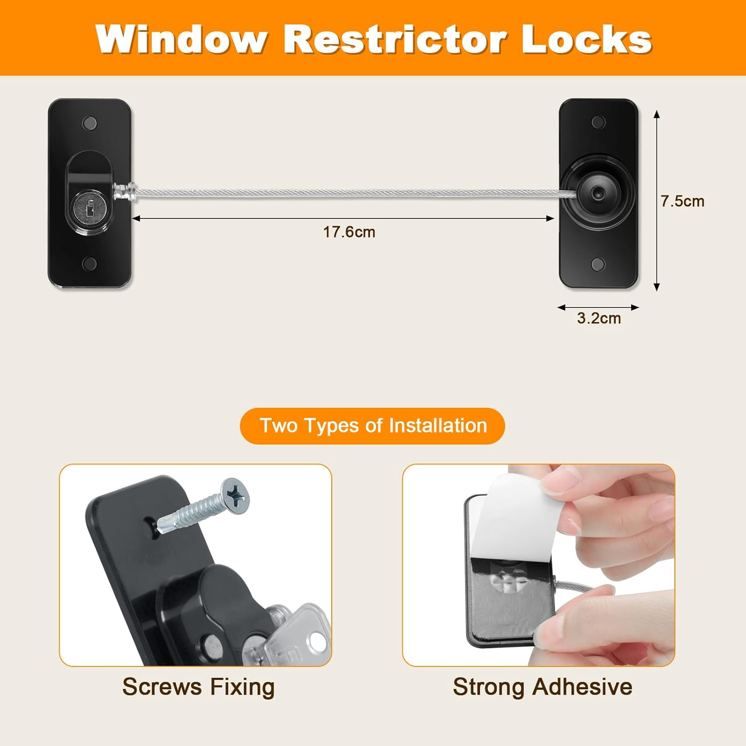 Thumbnail 3 de AiQInu Candado seguridad ventanas 23 cm