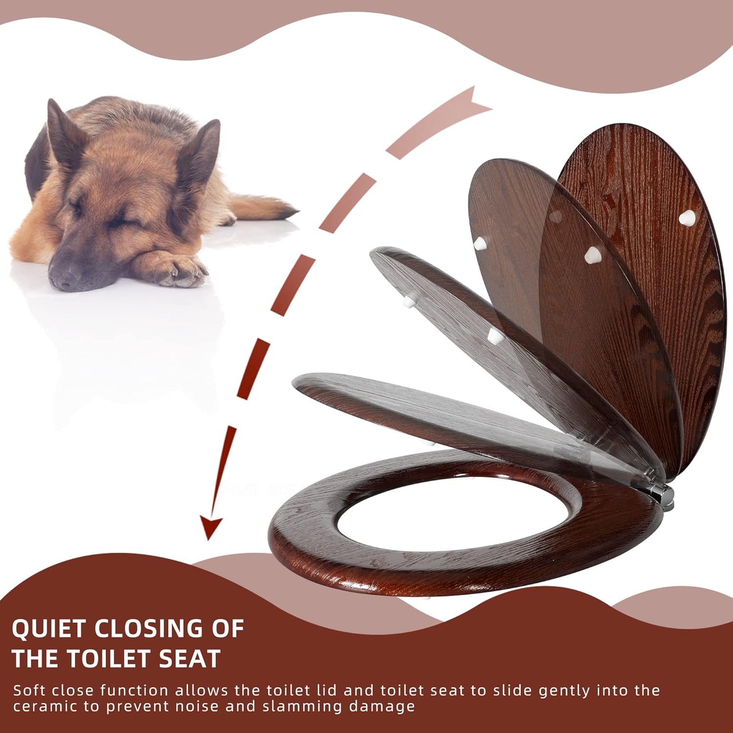 Detalle de Angel Shield Natural Wooden Toilet Seat 45x37cm