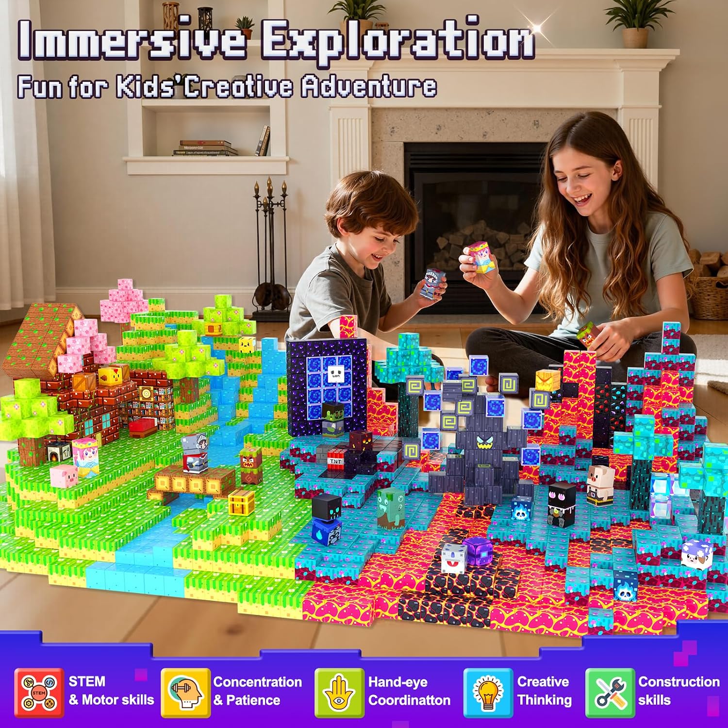 Detalle 2 de Build Mine Magnet World 300PCS magnetic blocks 🧩