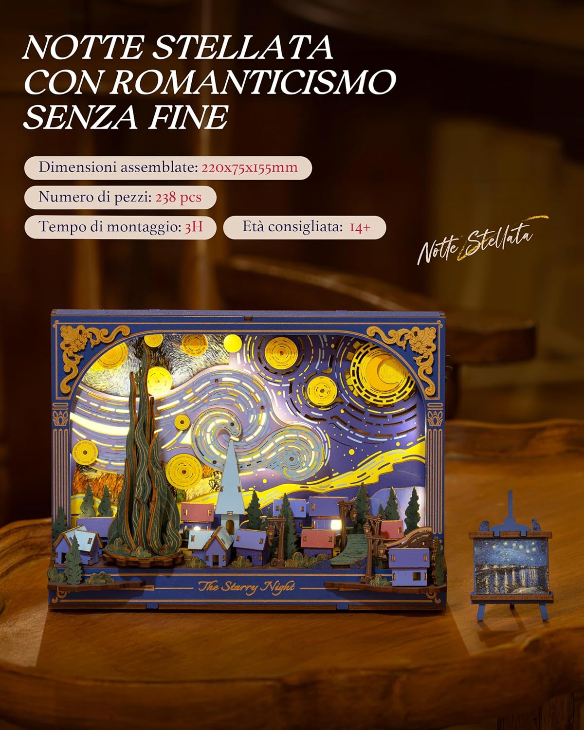 Detalle de ROWOOD Puzzle 3D in legno TH003: puzzle artigianale con LED per tavolo e parete