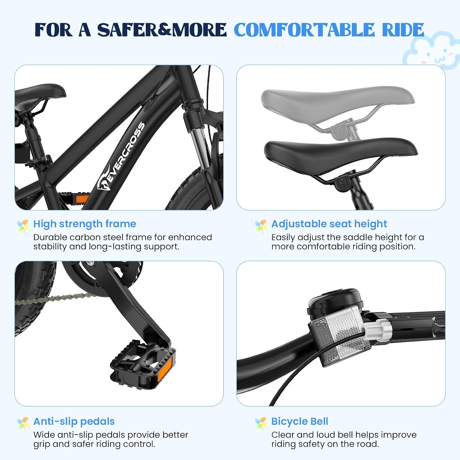 Detalle de EVERCROSS EM5 Bici Bambino 20'': MTB Junior con 7 velocità, freno disco e forcella ammortizzata