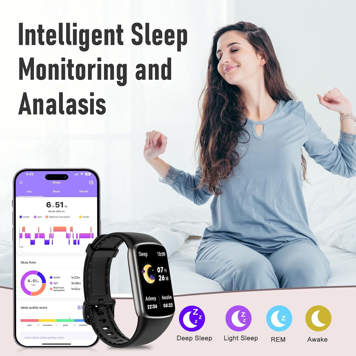 Thumbnail 2 de Zeacool Fitness Tracker with 24/7 Heart Rate, SpO2 & Sleep Monitor — 123 Sports Modes, IP68 Waterproof