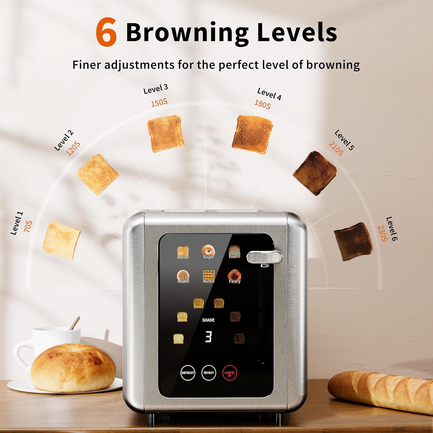 Thumbnail 3 de WHALL Touchscreen Toaster, 2-Slice