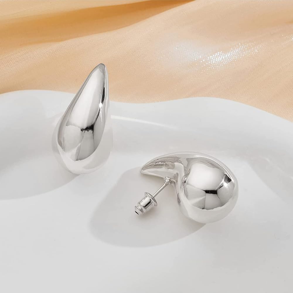 Thumbnail 1 de Gold Chunky Ohrringe (14K vergoldet) mit Wassertropfen-Design – Teardrop Hoop für Frauen & Mädchen