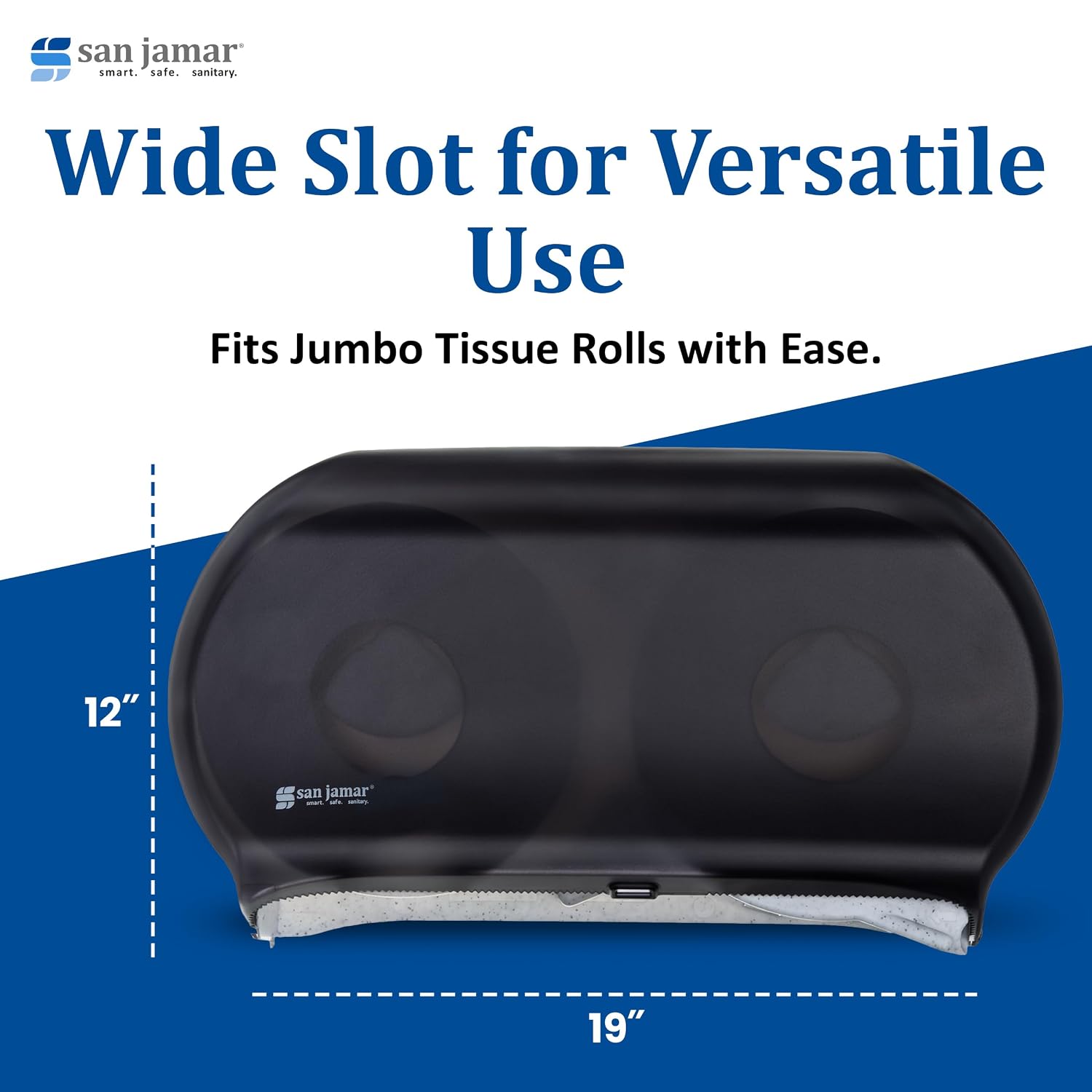 Thumbnail 3 de San Jamar SJMR4000TBK Classic Twin Jumbo Bath Tissue Dispenser, Pearl Black