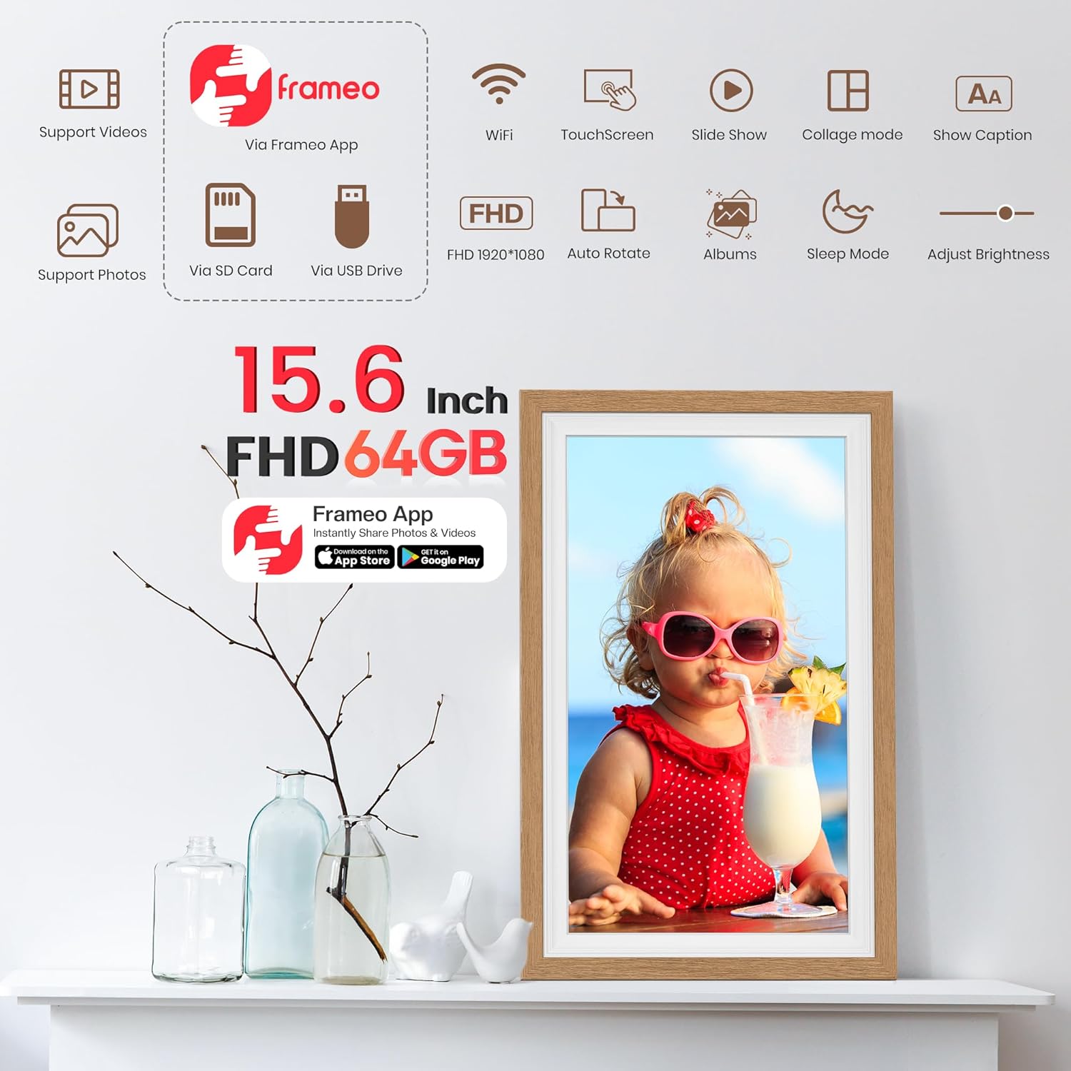 Thumbnail 1 de Frameo 15.6 Inch WiFi photo frame with 64GB