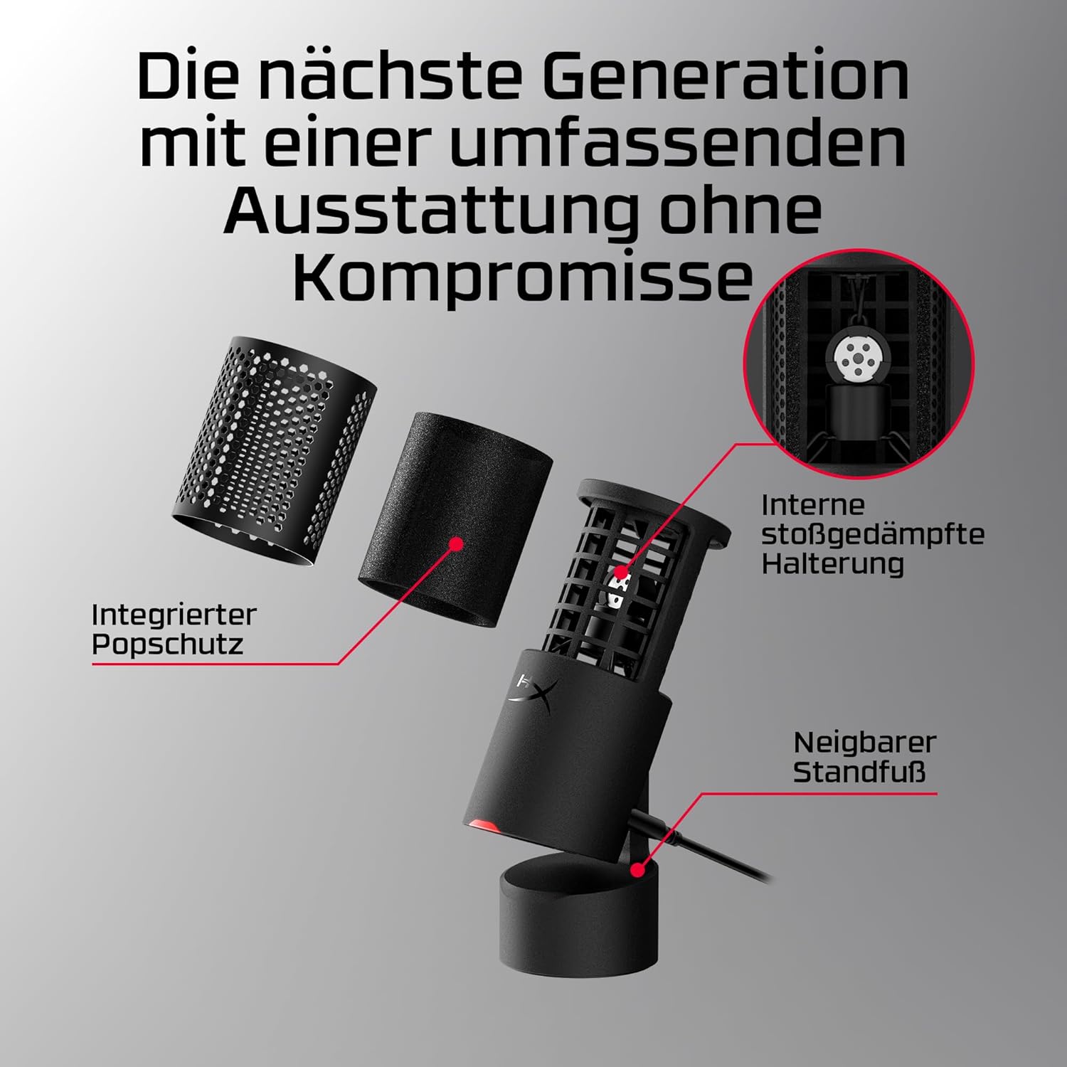 Thumbnail 2 de HyperX SoloCast 2 USB-Mikrofon (SoloCast 2) für Gaming & Streaming mit Tap-to-Mute, 96 kHz/24 Bit und integriertem Popfilter