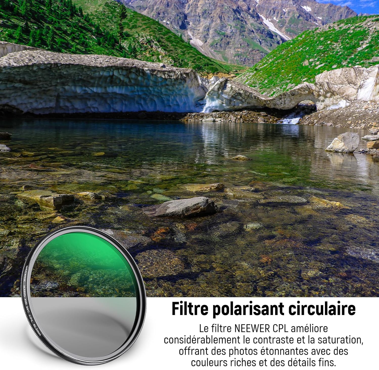 Thumbnail 1 de NEEWER filtre polarisant circulaire 40,5 mm (MC/CPL) — réduction des reflets et meilleure lisibilité