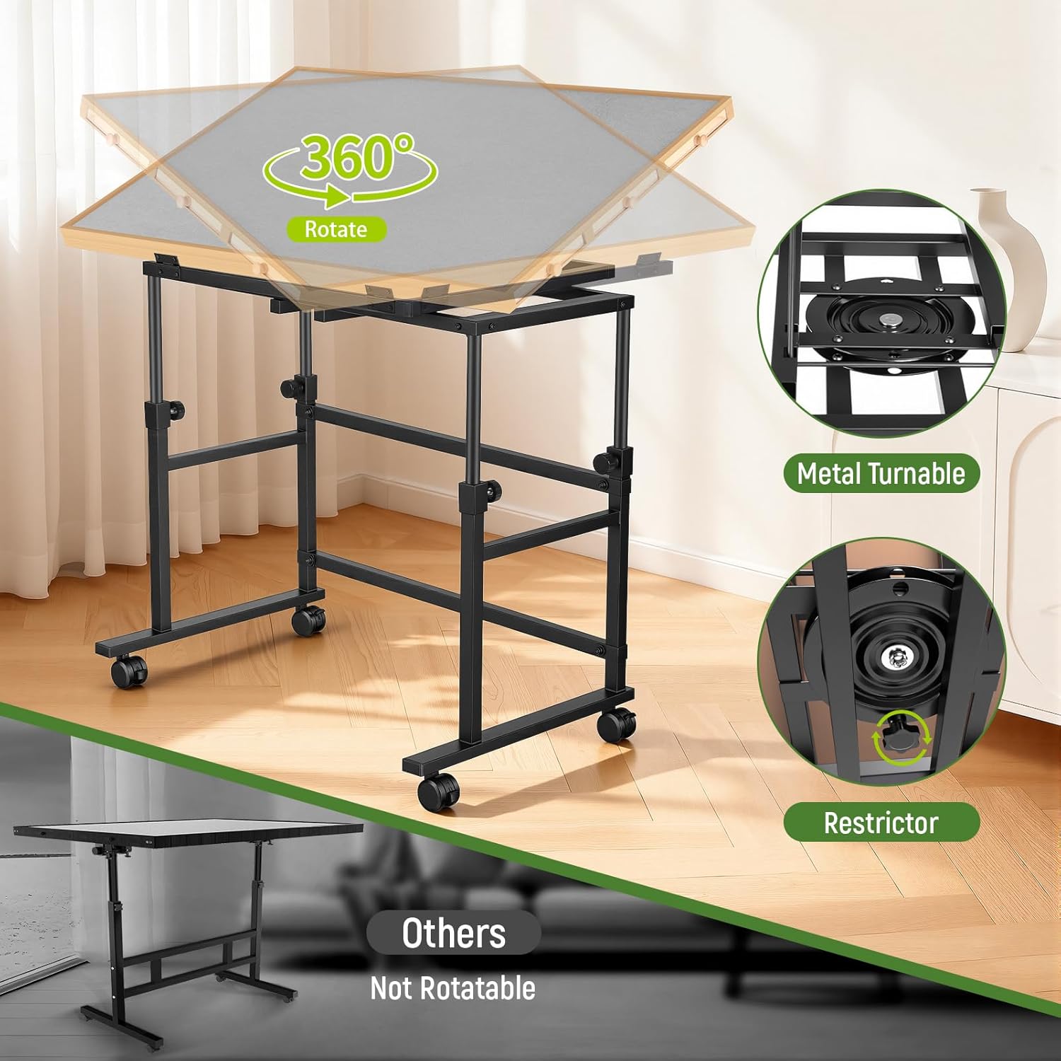 Detalle de Tranqio 1500-Piece Puzzle Table with Metal Lazy Susan and Adjustable Height