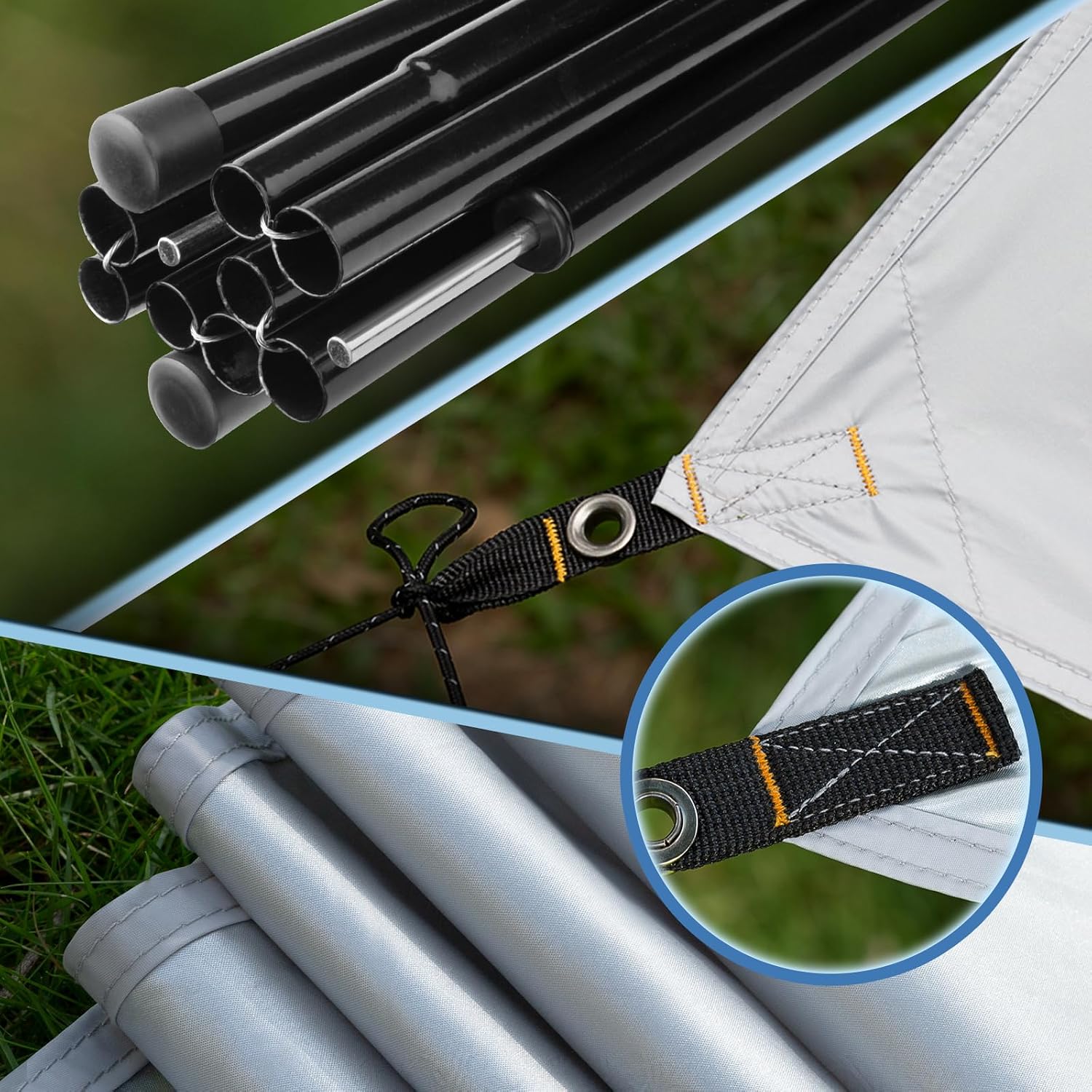 Detalle de Forceatt Zeltplane 3,7 × 4,3 m: Ultraleicht, wasserdicht und UV-schutz für Camping, Wandern und Outdoor