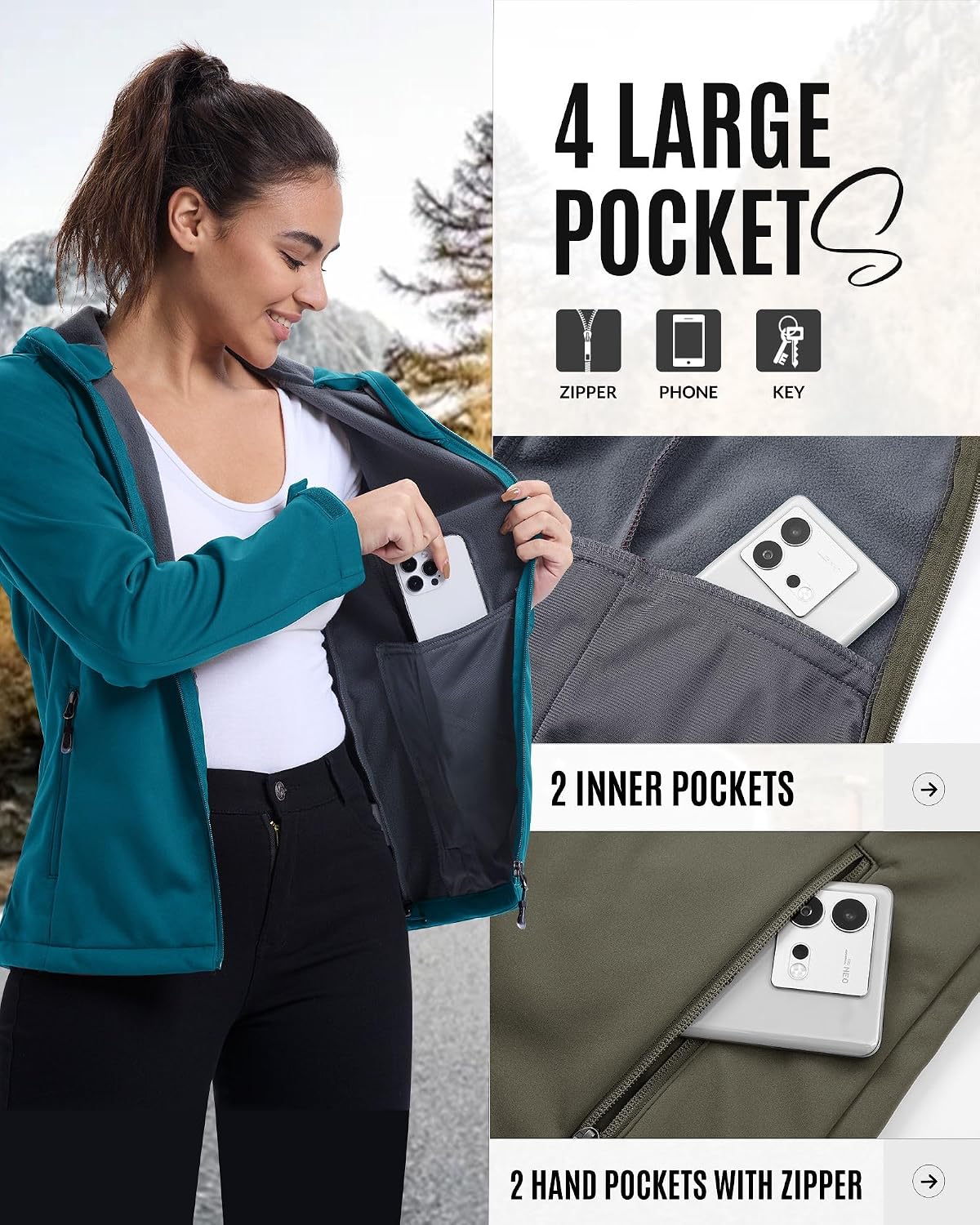 Thumbnail 5 de 33,000ft Damen Softshelljacke fleecegefüttert