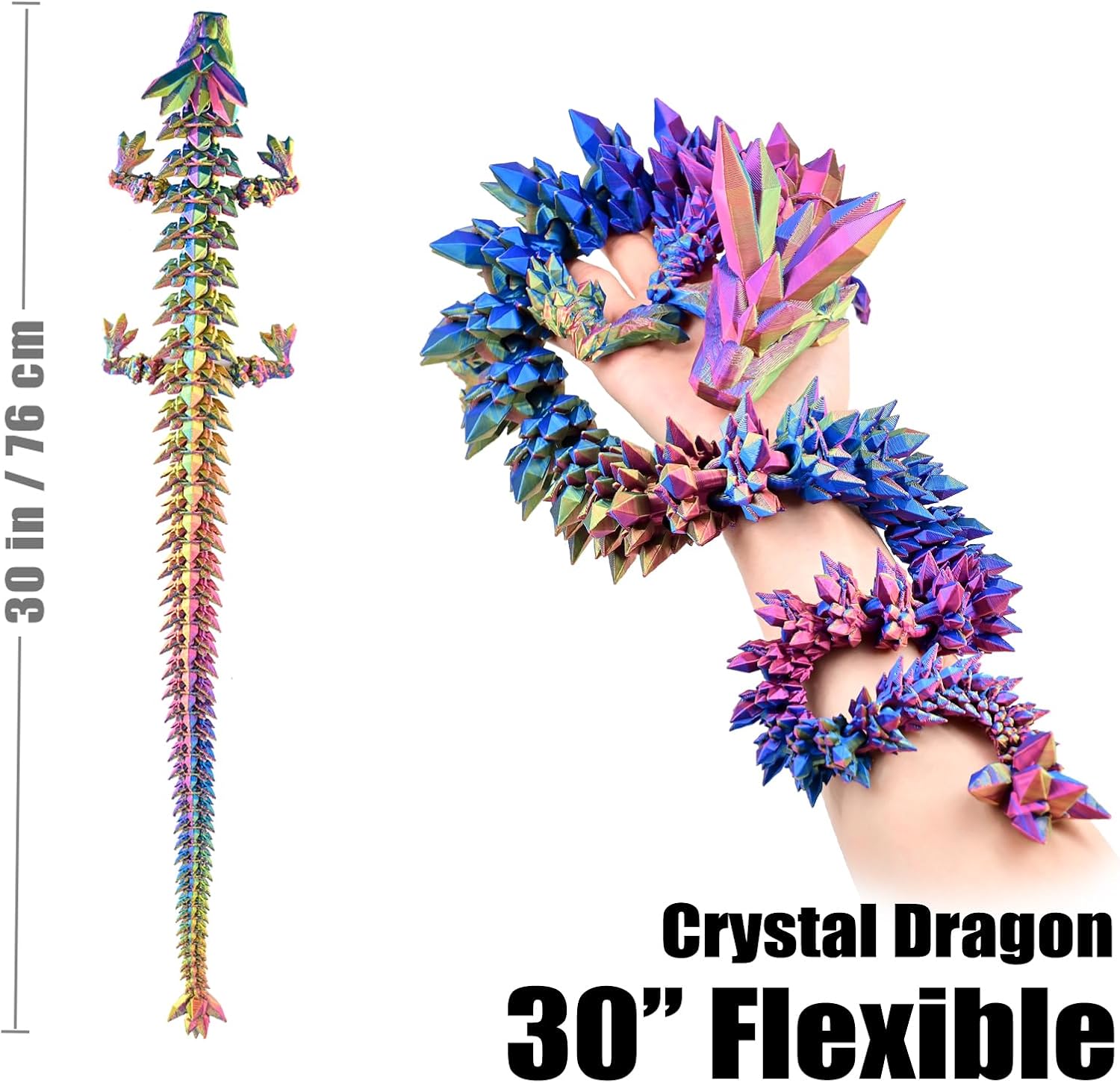 Thumbnail 4 de LOCYFENS 30 Inch Large 3D Printed Dragon: A Flexible, Giant Fidget Decor for Desk and Gifting