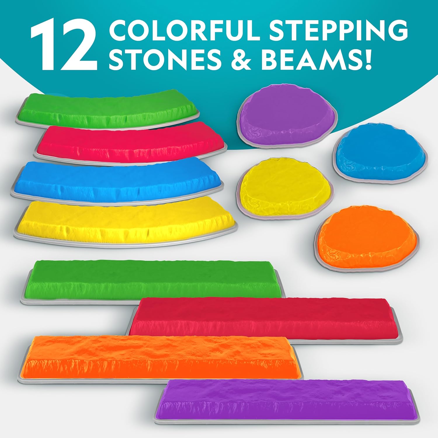 Detalle de National Geographic Kids Stepping Stones & Balance Beams – 12-Piece Obstacle Course for Ages 3+