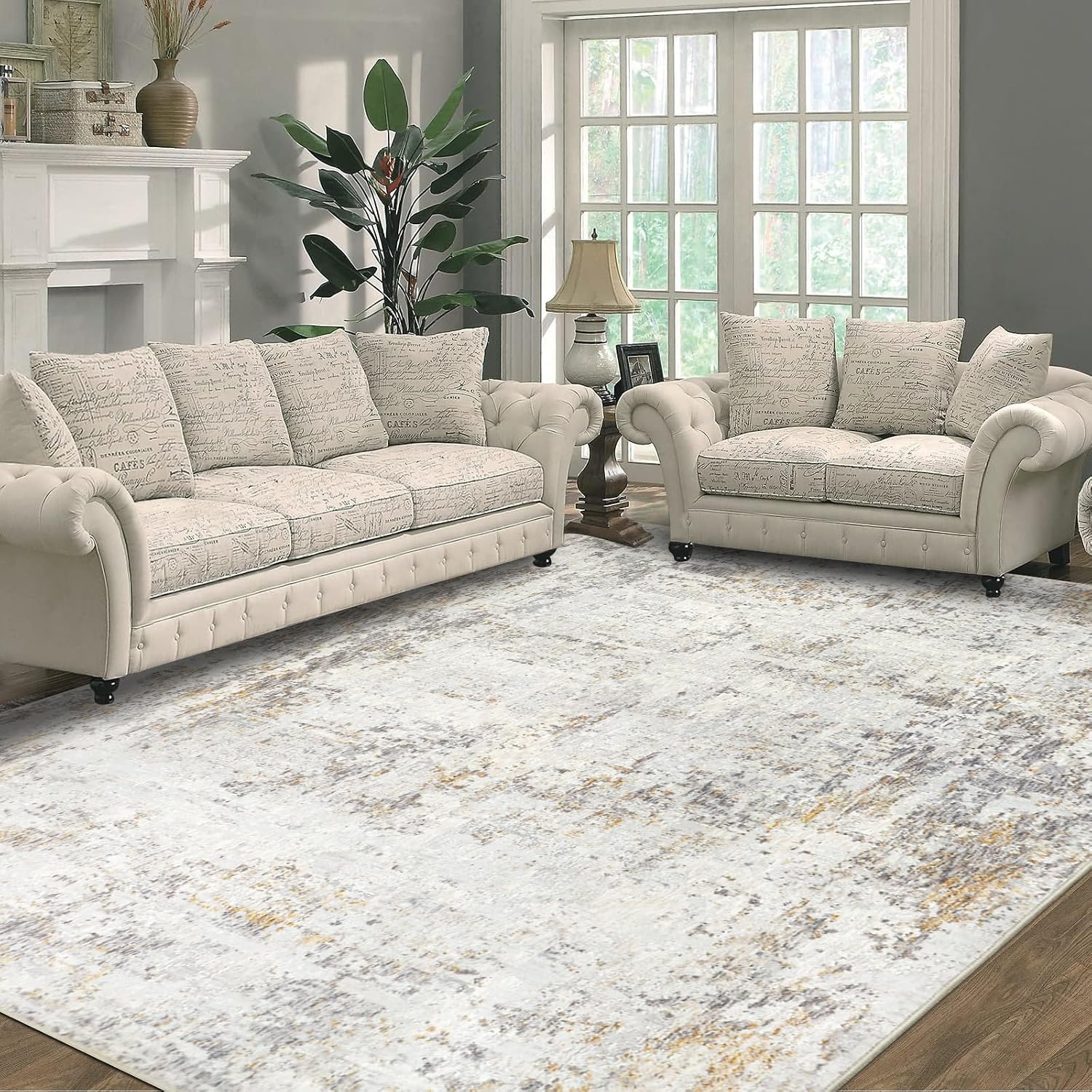 Detalle de Capslpad 160x230cm Beige Modern Abstract Rug
