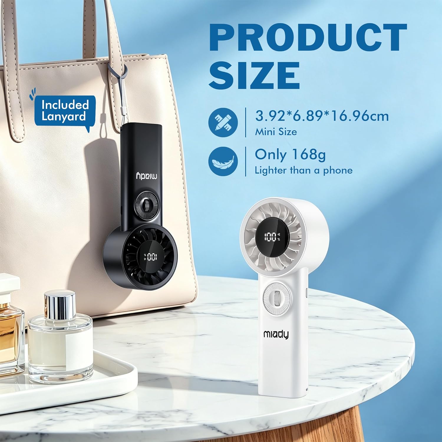 Thumbnail 1 de Miady 2 Pack Handheld Fan with 100-gear Roll Control and LED Display