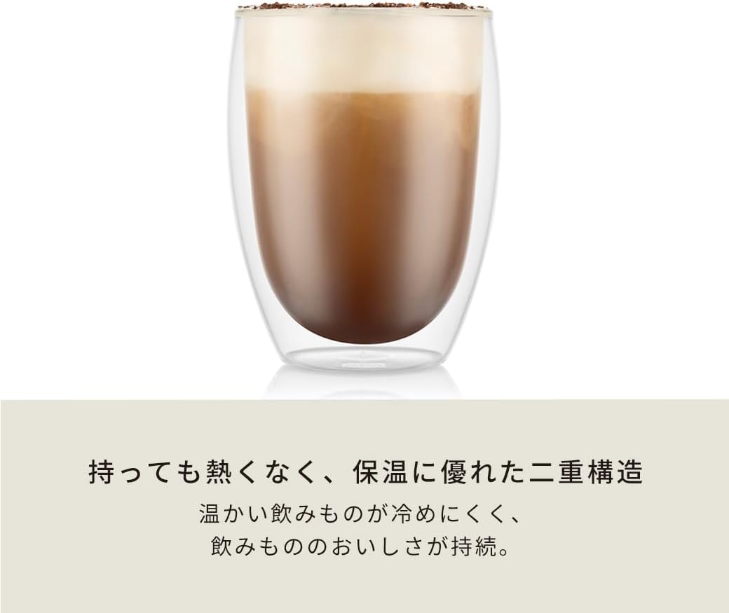 Detalle de BODUM PAVINA 4559-10 ダブルウォールグラス 350ml 2個セット 耐熱ガラス製