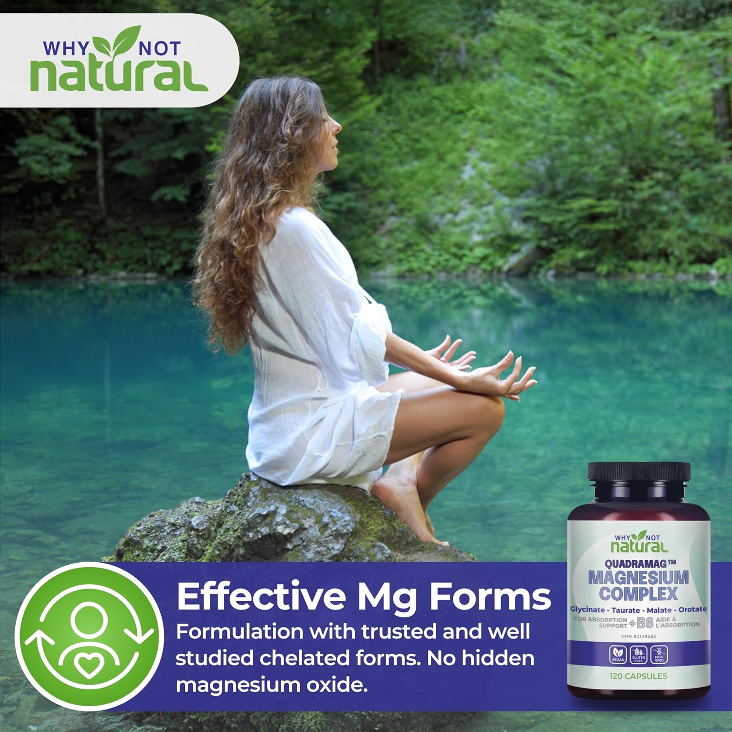 Detalle de Why Not Natural 4-in-1 Magnesium Complex Capsules, Four Magnesium Forms