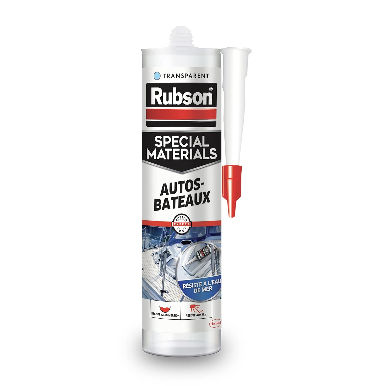 Detalle de Rubson Mastic Special Materials Autos-Bateaux — Mastic transparent à base de silicone, 280 ml