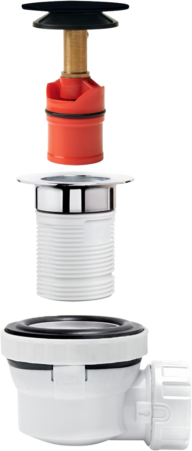 Detalle de Wirquin 30722863 XS Pure Noire – zestaw odpływowy z syfonem ø32, Quick-Clac
