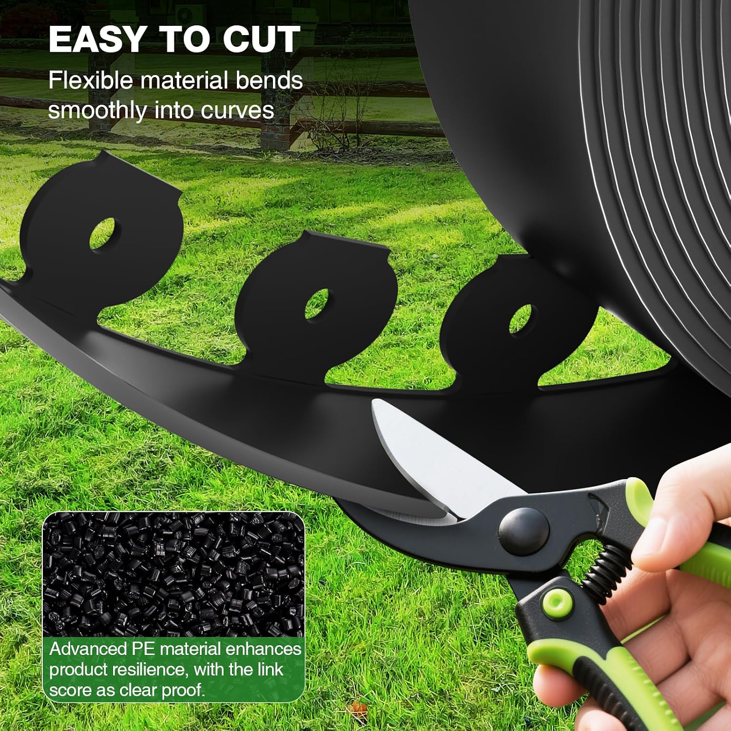 Detalle 2 de MIXC XK12822 Landscape Edging Kit, 1.5-Inch Black Plastic Border with 300 Spikes