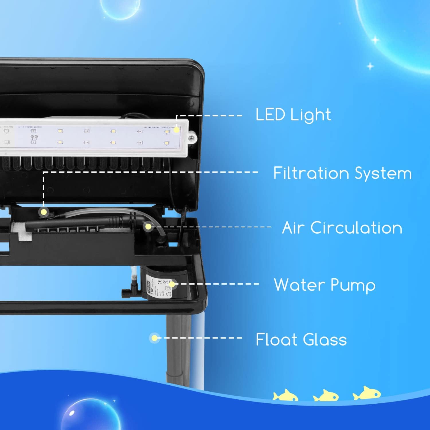 Thumbnail 2 de Nobleza Nano acquario in vetro da 14 litri con LED e filtro incluso (colore nero)