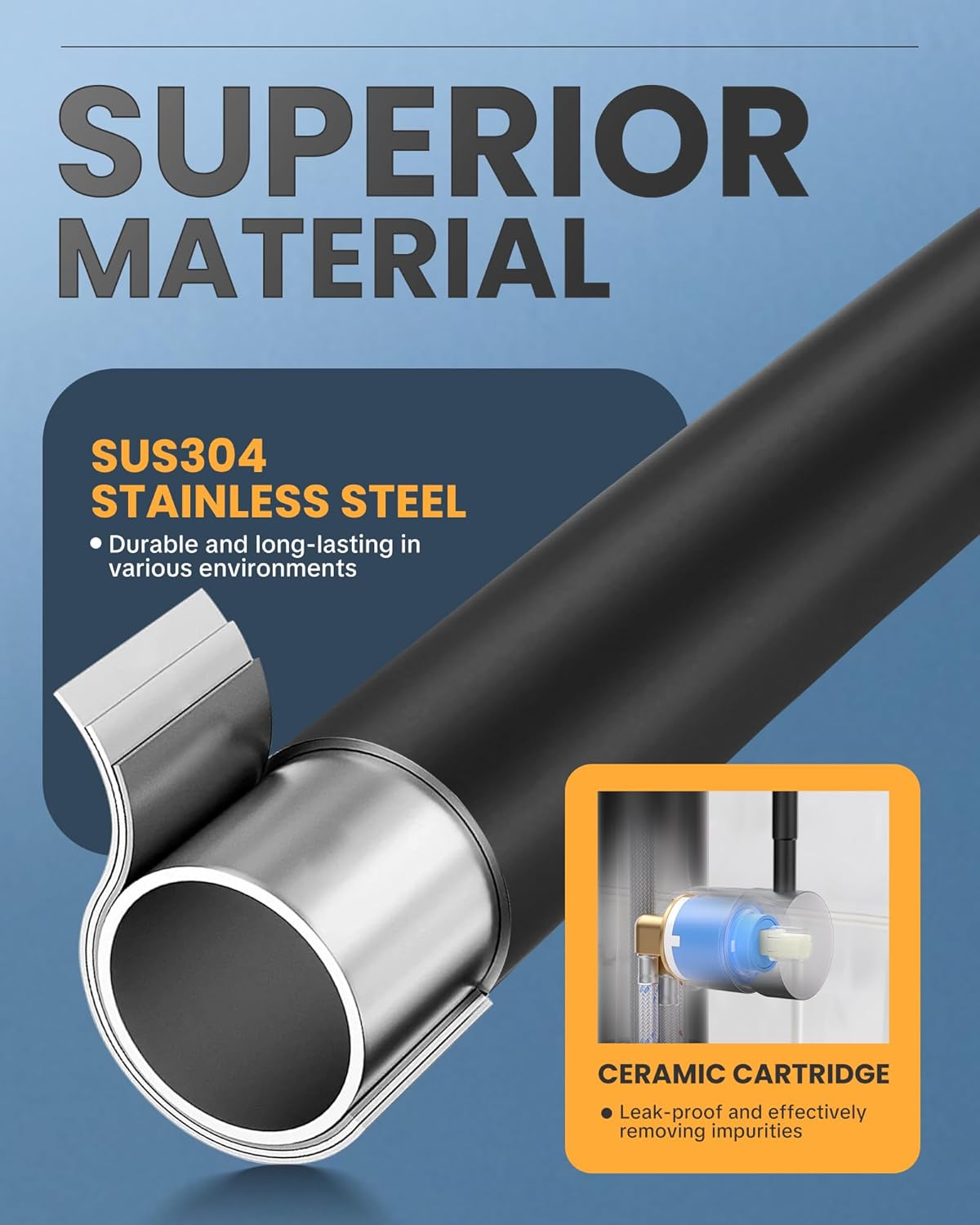 Thumbnail 5 de iVIGA Küchenarmatur ausziehbar mit Brause und 3 Strahlarten (360°) in Schwarz