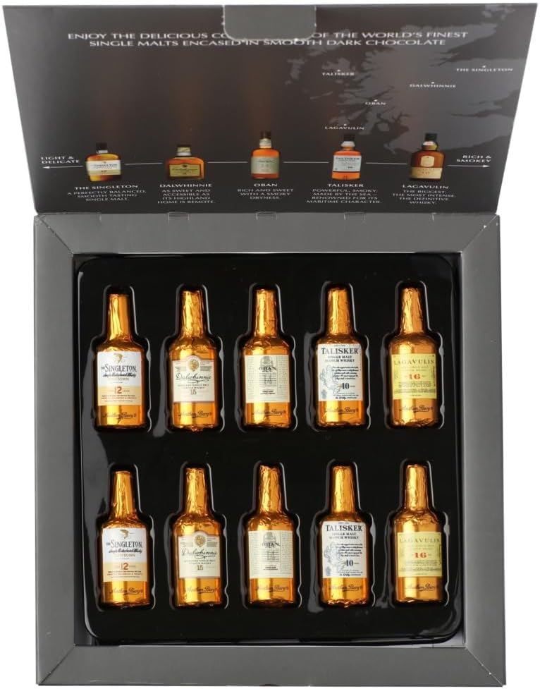 Thumbnail 1 de Anthon Berg Cioccolatini al liquore con whisky scozzese single malt – 5 varietà, confezione da 10 bottiglie (155 g ciascuna)