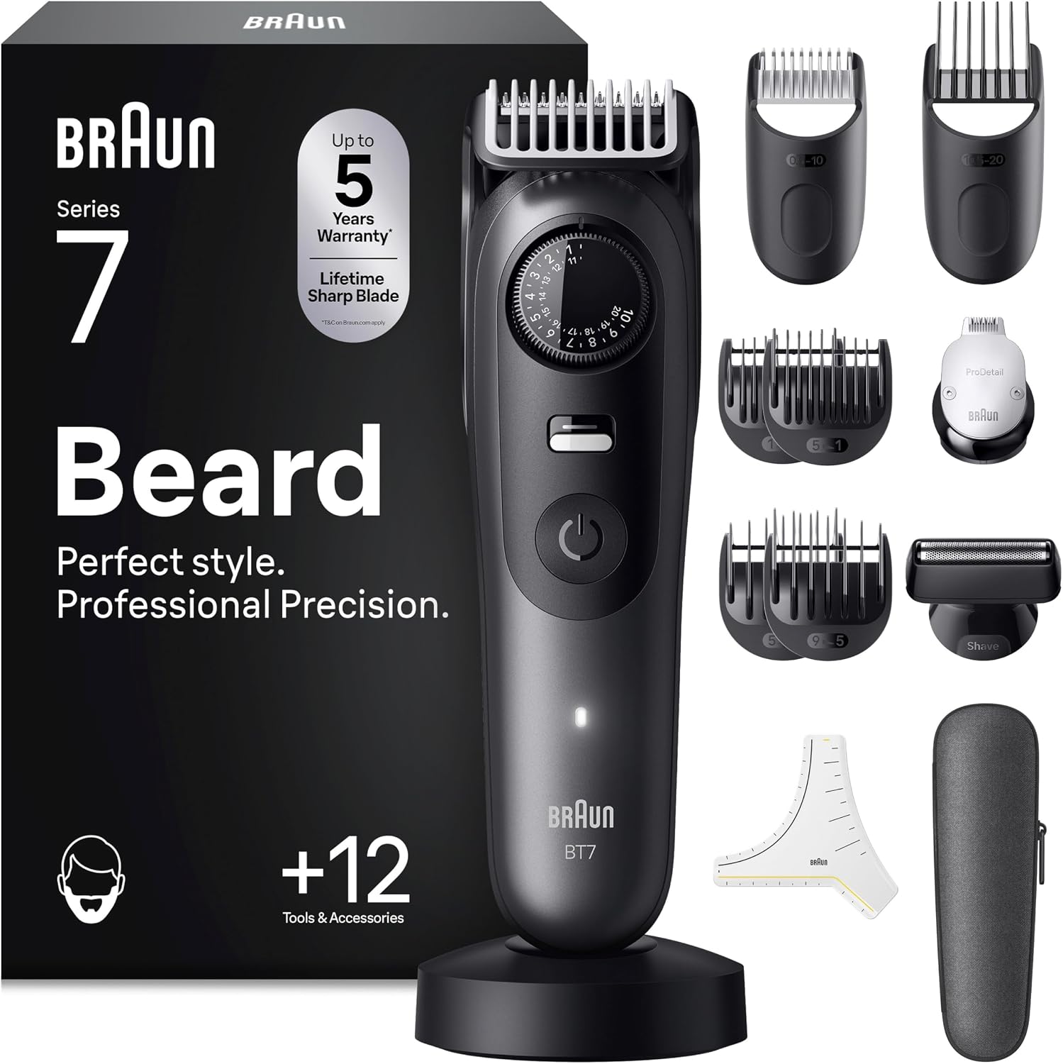 Detalle de Braun BT7545 Series 7 beard trimmer — 120 min runtime 🪒