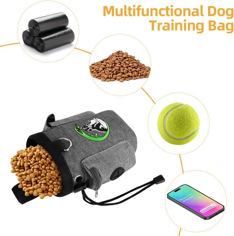 Detalle de Adiwo Small Dog Treat Bags: Waterproof Oxford Pouch with Waist Belt, Clicker and Dispenser
