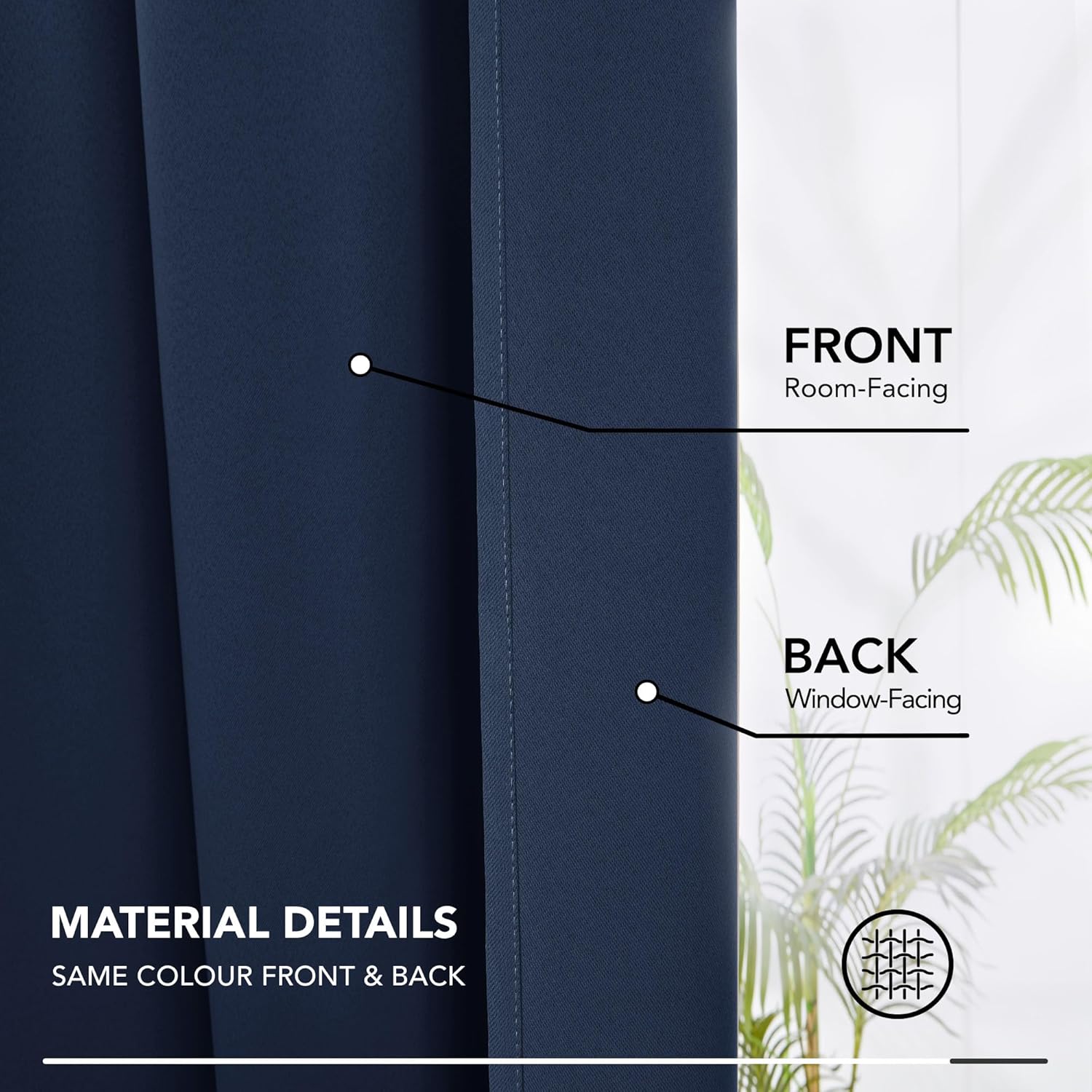 Thumbnail 6 de Deconovo Navy Blackout Pencil Pleat Curtains – 66 x 54 Inches, 2 Panels