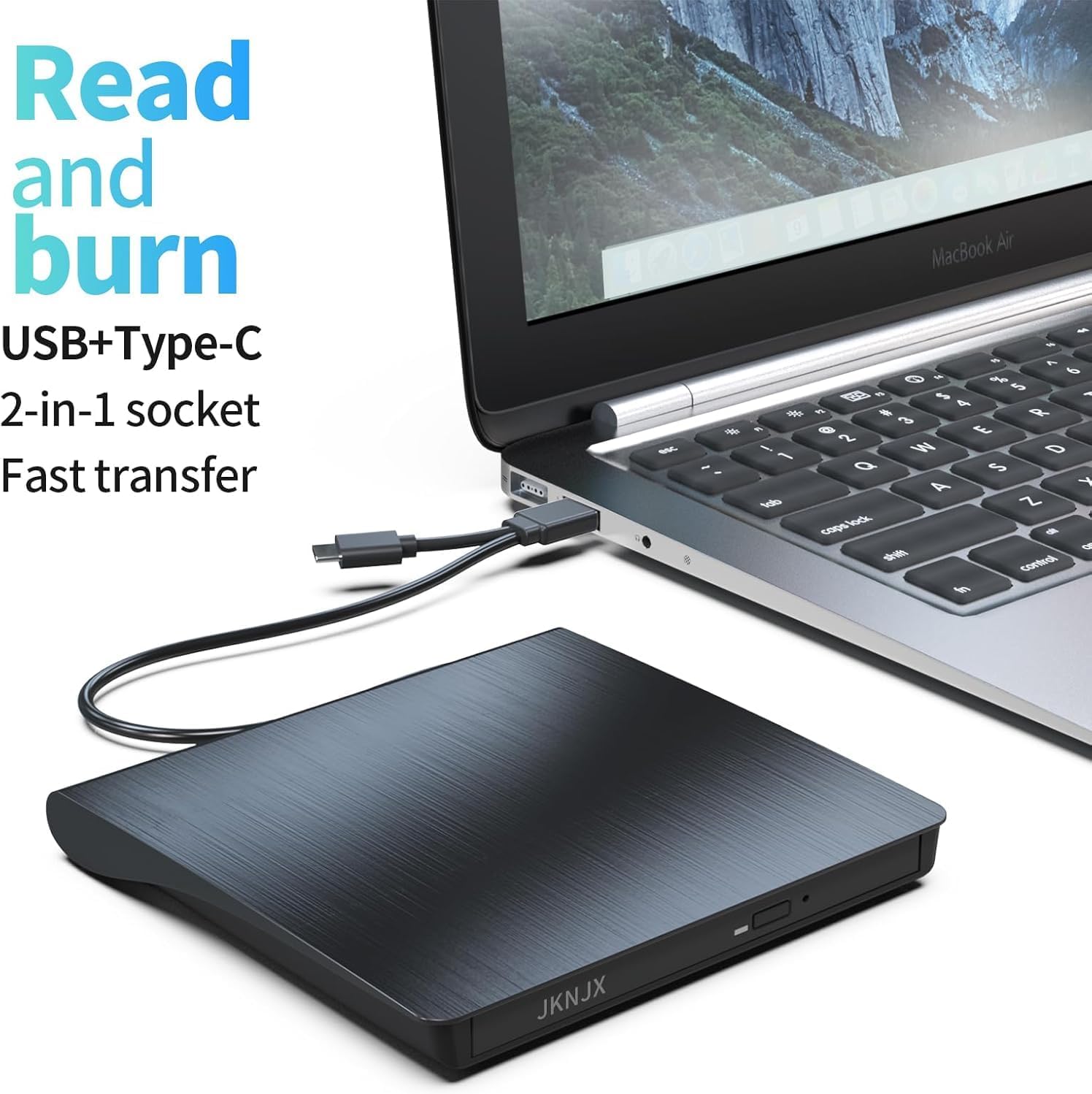 Thumbnail 2 de External USB 3.0 & Type-C CD/DVD Drive (CD-R/RW & DVD±RW) for Windows, macOS, and Linux